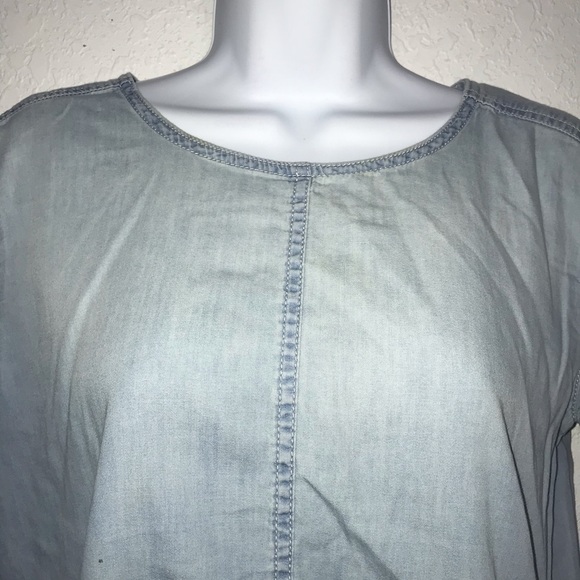 Calvin Klein Tie Side Distress Chambray Top XS - Picture 2 of 7